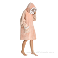 Warm Comfy Plush Fleece Sherpa Hooded Wearable Blanket